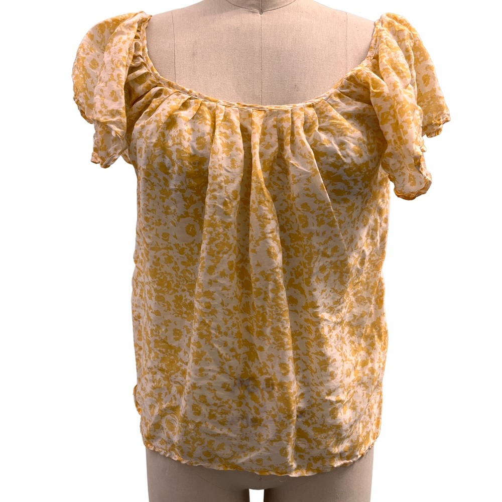Silk and cotton floral retro top // Boho cute floral and yellow top